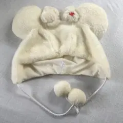 ミッキーマウス風アイボリー耳付き帽子