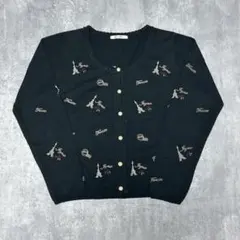 axes femme アクシーズファム 刺繍 レース ニット カーディガン