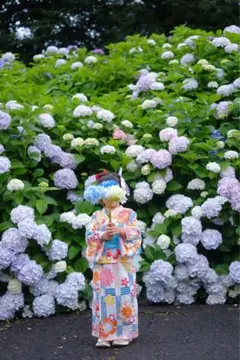 浴衣 女の子 浴衣ドレス ワンピース 帯付き 110 レトロ 花柄