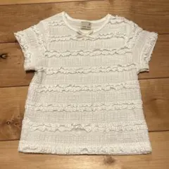 《シミあり》 petit main プティマイン 白トップス リボン90cm