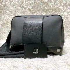 DUNHILL ディーエイト セカンドバッグ PVC カーフレザー ブラック
