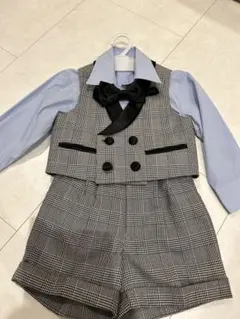 キッズ フォーマル ベスト ショートパンツ 蝶ネクタイ 3点セット 100cm