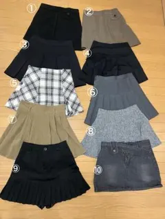 ミニスカート1点 プリーツ フレア デニム タイト