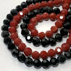 bk632/SALE！ガラスビーズ◇多面カット　ブラック＆レッド　2連