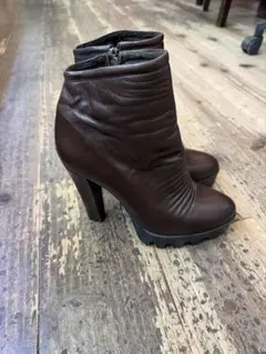 本革 ショートブーツ ブラウン EU39 (24.5cm) ヒール