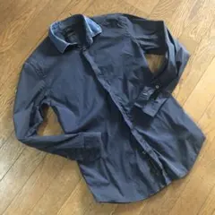 DIESELダークブルー スリムフィットシャツ デニム襟