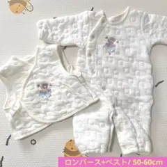 赤ちゃん ロンパース＋ベスト 2点セット 中綿 50-60 3way