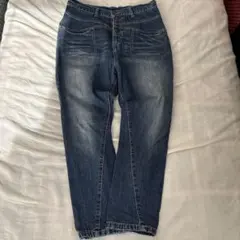 アンティカ　ダークブルー ハイウエスト ストレートジーンズ