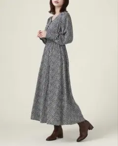 値下げ！【美品】archives 花柄 長袖マキシワンピース