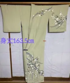 訪問着/正絹/辻が花/枝垂れ梅/鬼しぼ縮緬/家紋一つ