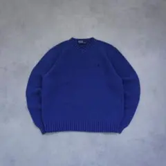 【90s】poloralphlaurenラルフローレン VネックコットンニットM