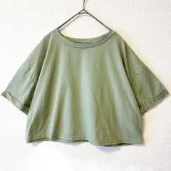 SHEINCURVE オリーブグリーン 半袖Tシャツ XL ショート丈 丈短のサムネイル