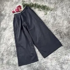 スタディオクリップ ガウチョパンツ ワイド L チャコールウエストゴム 体型隠し