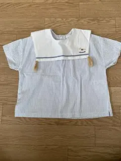 コトリ　ストライプ 半袖シャツ　ベビー服　ベビーTシャツ