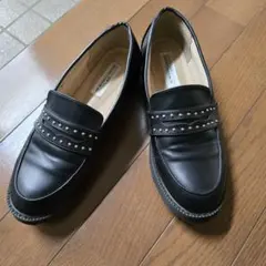 HK WORKS LONDON スタッズ付きローファー ブラック Mサイズ