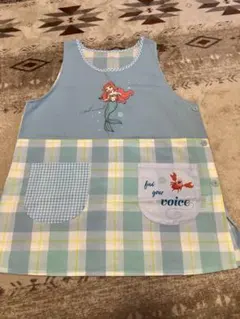 アリエル デザイン エプロン 水色 チェック柄