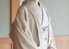 洗える羽織　リフラクス 薄羽織 ベージュ 長羽織 塵除けポリエステル リネン風