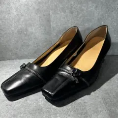 レディース　リボン付きパンプス　シンプル　ブラック 23.0センチ