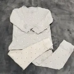 ドット模様リブ編みパジャマセット 80cm
