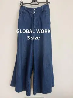 【GLOBAL WORK】デニム ワイドパンツ ガウチョパンツ Sインディゴのサムネイル
