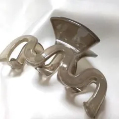バンスクリップ ウェーブデザイン ヘアクリップ クリアグレー No.g319