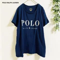 ポロラルフローレン　半袖Tシャツ　XL 紺　ロゴプリント　ゆったり　カジュアル