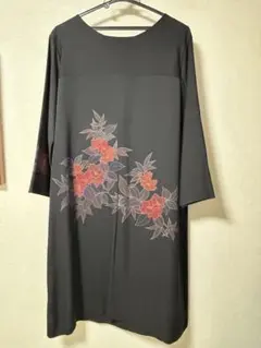 着物リメイクワンピース　　黒絵羽織からワンピース 着物リメイクワンピース 黒絵羽織からワンピース S様（栃木県
