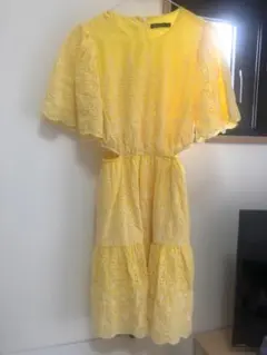 半袖カットワーク刺繍ワンピース