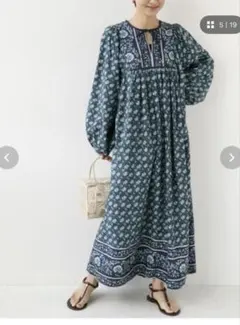 ジャーナルスタンダードレリューム　パネルプリントワンピース　マキシ　インド綿