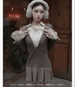 Darich シャツドッキングプリーツミニワンピース モカ FREE