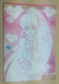 ハピネスチャージGOプリンセスプリキュア背景付きB6ぬりえセット
