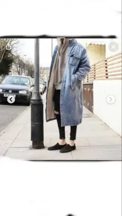 zara デニムジャケット　ロングボアデニムジャケット　フード付き