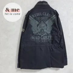 美品　ベイビーバーン　ミリタリージャケット　ブラック　バックプリント　ミリタリー