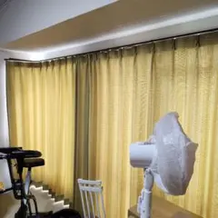 美品 グリーン カーテンレース付き 幅200cm×高180cm×2枚