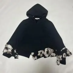 希少✨アンスリード パーカー プルオーバー フード 刺繍 変形 花 黒のサムネイル