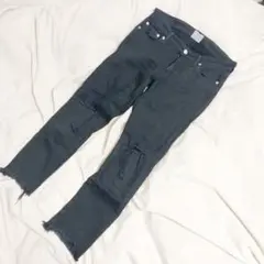 クラッシュブラックフレイドヘムストスリ　25