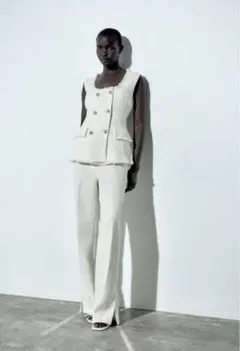 【美品】ZARA　ツイードベスト　ジャケットベストノースリーブベスト