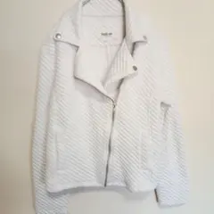 春アウター ホワイトライダースジャケット 【M】白 ストレッチ