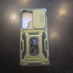 スマホケース グリーン リング付き 耐衝撃 Galaxyウルトラs25