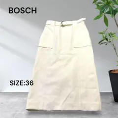 2512☆BOSCH タイトスカート アイボリー36 ベルト付きのサムネイル