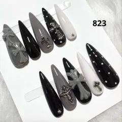 823現品ネイルチップ　ちゅるん十字架ギャルシズニルック ロングネイル 推し地雷