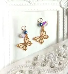 夕暮れのアリア　イヤリング/ピアス　アレルギー対応　推し活　上品　パープル