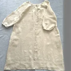 エリフェELLIFE ナチュラルリネンシャツワンピース　羽織り　生成り