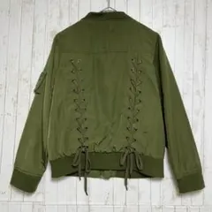 トルテ　バックレースアップ　MA-1　ブルゾン　ポケット　カジュアル　カーキ