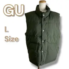 【美品】GU ダウンベスト カーキ Lサイズ　ジーユー　メンズ古着のサムネイル