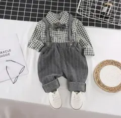 キッズ　フォーマル服 シャツ パンツ　サスペンダーセット　90〜100㎝