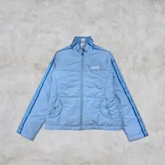 adidas 中綿ジャケット ライトブルー 三本ライン D5 フルジップ　短丈