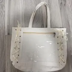 ホワイトリボン装飾トートバッグ