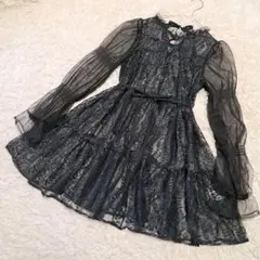 アクシーズファムポエティック 黒 レース ワンピース M
