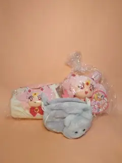 セーラームーンSのキャラクターぬいぐるみ、ポーチと、ぞうさんポーチの３点セット